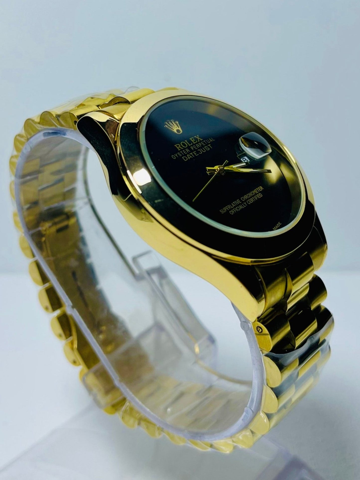 Rolex Oyster Date Just Plain Dial Golden & Stainless Steal Chain Watch With Day & Date. - ANZA