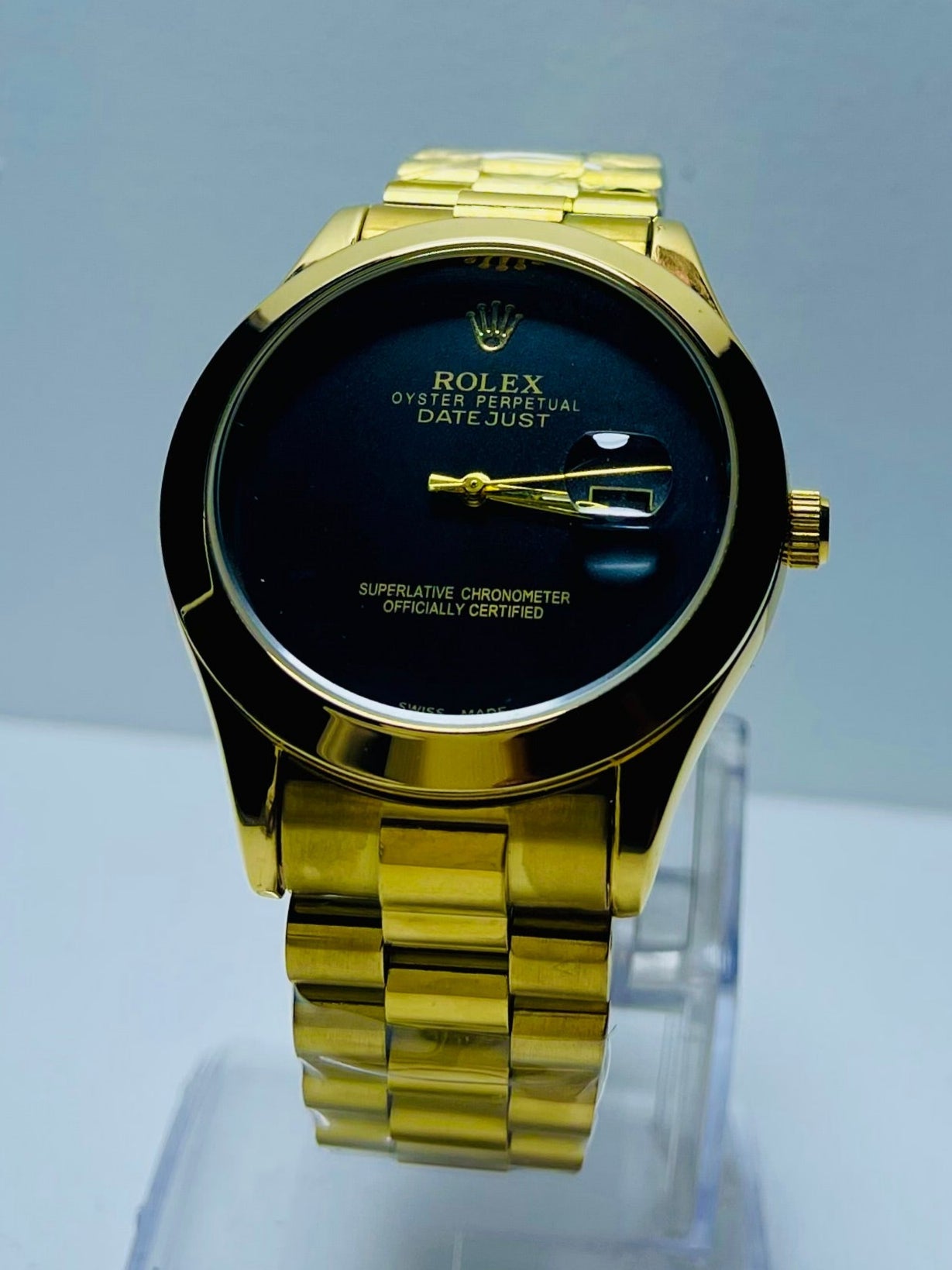 Rolex Oyster Date Just Plain Dial Golden & Stainless Steal Chain Watch With Day & Date. - ANZA