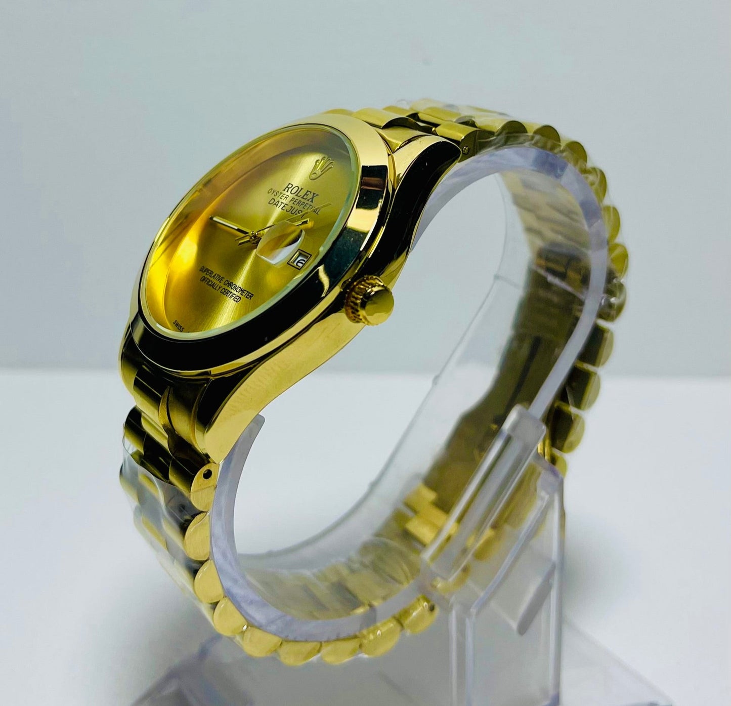 Rolex Oyster Date Just Plain Dial Golden & Stainless Steal Chain Watch With Day & Date. - ANZA
