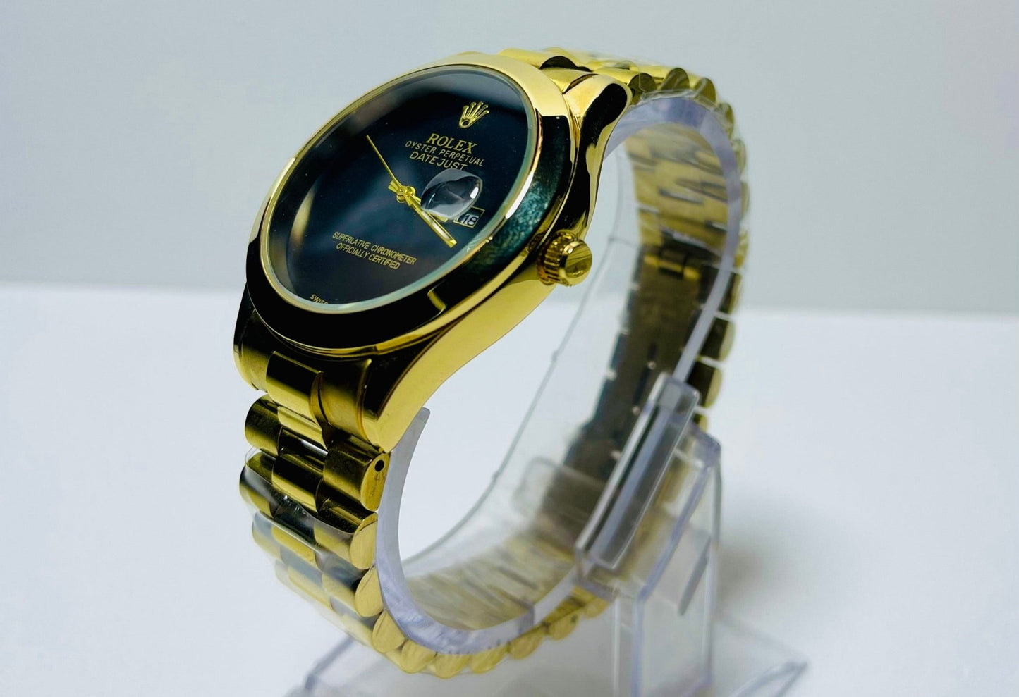 Rolex Oyster Date Just Plain Dial Golden & Stainless Steal Chain Watch With Day & Date. - ANZA