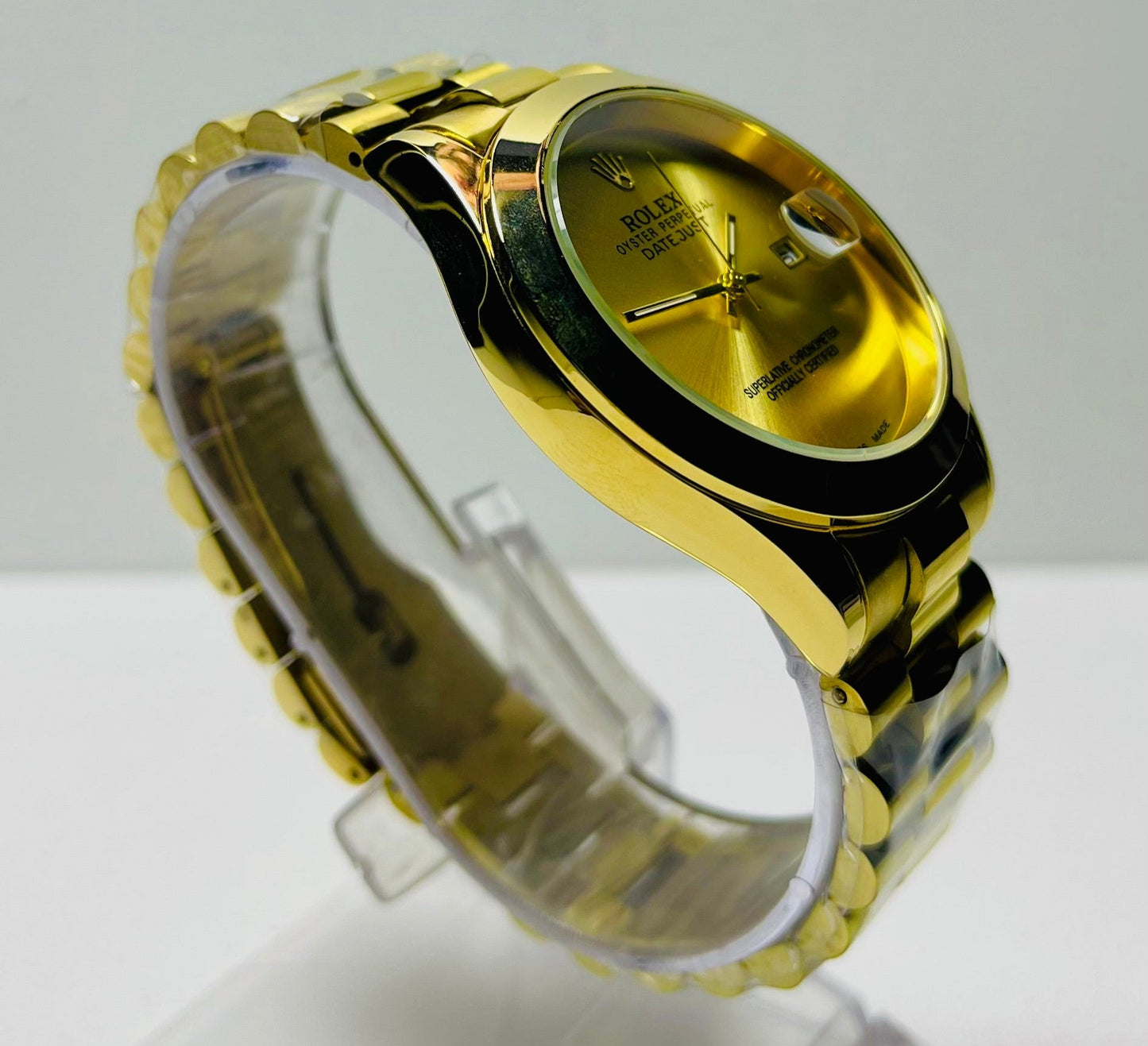 Rolex Oyster Date Just Plain Dial Golden & Stainless Steal Chain Watch With Day & Date. - ANZA