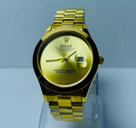 Rolex Oyster Date Just Plain Dial Golden & Stainless Steal Chain Watch With Day & Date. - ANZA